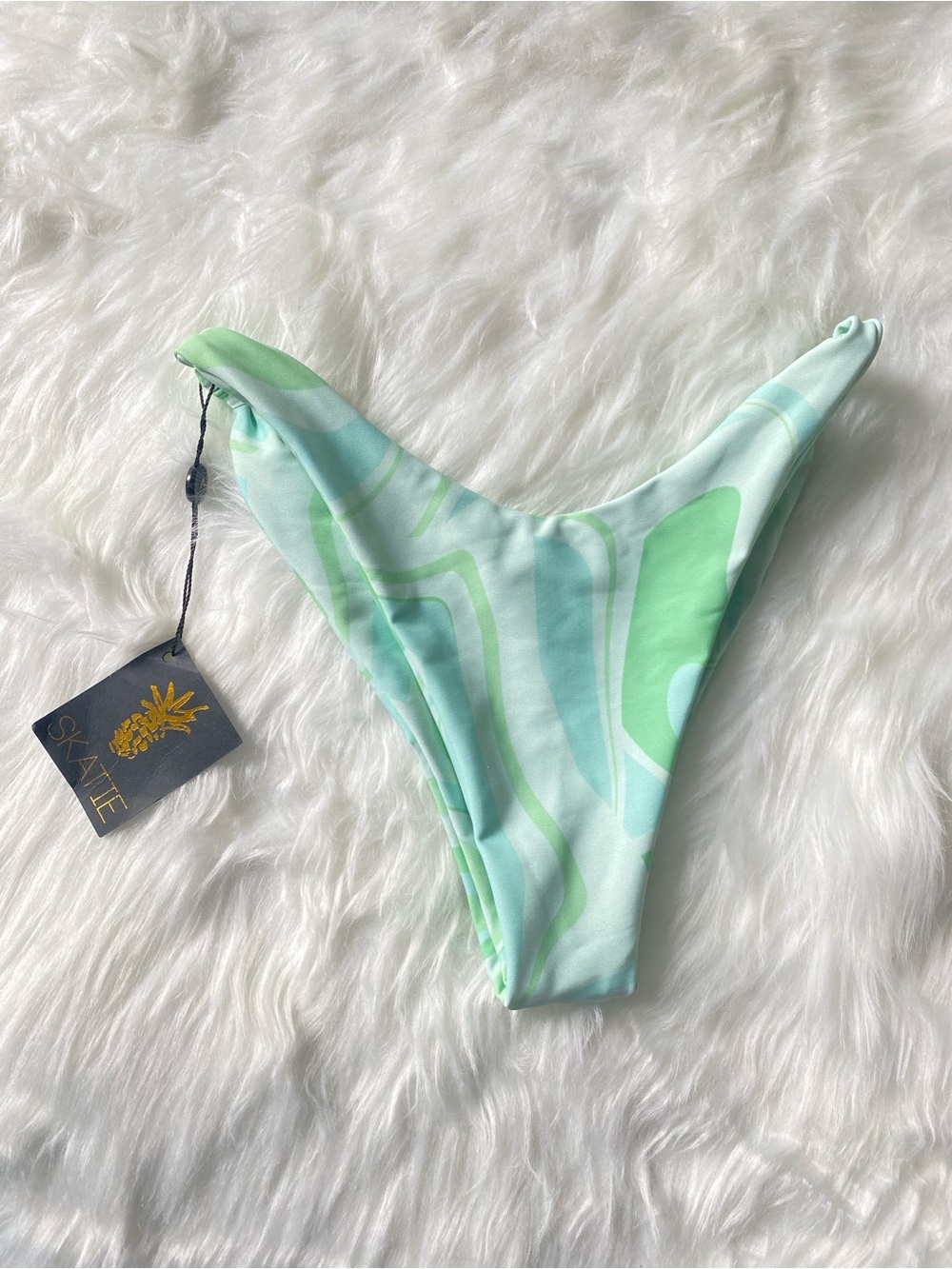 Skatie Kelly Bikini Bottom Green Abstract Print Women's Size XS